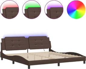 vidaXL barna ágykeret LED-ekkel matrac nélkül Zadar 200 x 200 cm