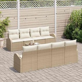 Kerti Kanapé Szett 7 pcs Beige és Fehér 55 x 55 x 37 cm