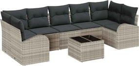 vidaXL Kerti Kanapé Szett Világosszürke 55 x 55 x 37 cm polirattan