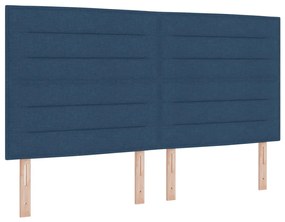 Boxspring Ágy Matraccal Kék 200x200 cm Szövet