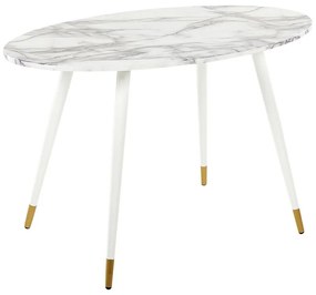 Fehér márványhatású étkezőasztal 120 x 70 cm GUTIERE Beliani