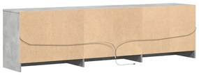 betonszürke szerelt fa TV-szekrény LED-ekkel 180 x 34 x 50 cm