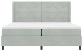 Boxspring Ágy Matraccal &amp; LED Fény Szürke 200x200 cm Bársony