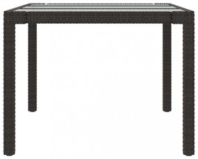 barna polyrattan és edzett üveg kerti asztal 190 x 90 x 75 cm