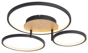 Modern fa mennyezeti lámpa LED-del, 3 fokozatban dimmelhető, 3 égős - Rondas