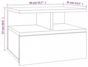 2 db betonszürke szerelt fa lebegő éjjeliszekrény 40x31x27 cm