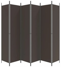 6 paneles barna szövet paraván 300 x 220 cm