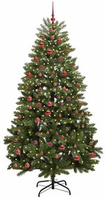 Mű karácsonyfa 300 LED-del állvánnyal Zöld 210 cm PVC és fém