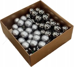 Üveggömb dróton szürke 3cm- 72 db arany dobozban