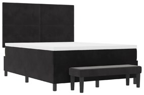 vidaXL Box Spring Ágy Matraccal és Pad Fekete 160x200 cm Bársony