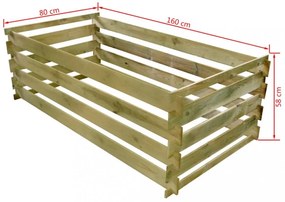 lécezett komposztáló impregnált fenyőfából 180x90x90 cm