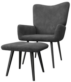 Juskys Odense fotel lábtartóval – szürke