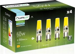 4x Led izzó Kapszula Mini G9 5W 50W 6500K Hideg szín Cob 230V Lumiled