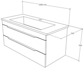 TMP VOX 100 FEHÉR fali fürdőszobabútor - öntött műmárvány mosdóval - 100 cm