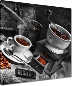 Vászonkép 90x90 Fekete-fehér kávés kép