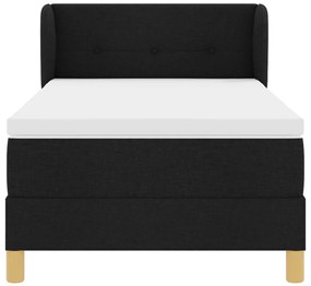 Boxspring Ágy Mattal - Fekete, 90x190 cm, Szövet