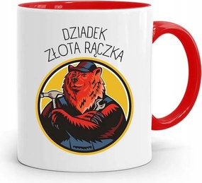 Piros Bögre Nagypapának Nagypapa Arany Fogantyúval, fényképes nyomtatással