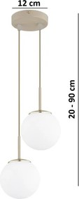 Brilagi - Kábelre függesztett csillár MILO ECRU 2xE27/60W/230V bézs/arany