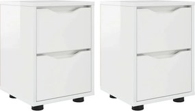 vidaXL Éjjeliszekrények 2 pcs Magas Fényű Fehér 30,5 x 30 x 43 cm