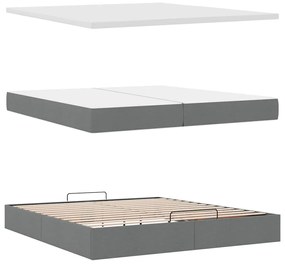 Ottomán ágykeret matraccal sötétszürke 200x200 cm szövet