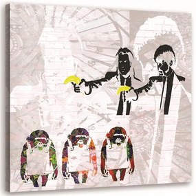 Gario Vászonkép Banksy gengszterek banánnal és 3 majommal Méret: 30 x 30 cm