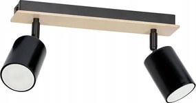 Mennyezeti lámpa spot lámpatest állítható 2x GU10 fekete és fa