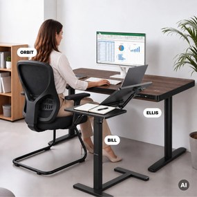 Laptopasztal állítható, mobil, multifunkciós, fekete: BILL