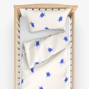 Goldea gyermek pamut ágyneműhuzat kiságyba - tengeri teknősök 90 x 130 és 40 x 60 cm