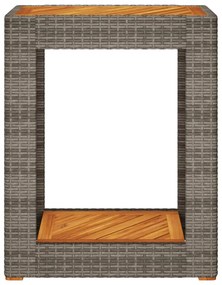 szürke polyrattan falapos kerti kisasztal 60x40x75 cm