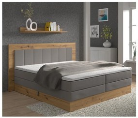 Boxspring ágy matracokkal és topperrel, tárolóhellyel JASMINE 180x200 cm szürke