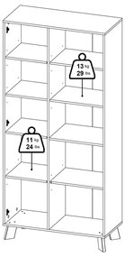 Fehér-natúr színű könyvespolc tölgyfa dekorral 89x188x40 cm Ikast – Tvilum