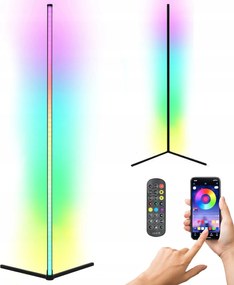 Álló Led Padló Lámpa Fekete Cct Rgb Alkalmazás Intelligens Távirányító