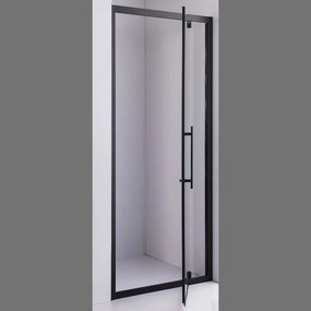 Stuxi Torino Black 70/80/90/100/110/120 cm széles nyílóajtós zuhanyajtó 6 mm vastag vízlepergető biztonsági üveggel, fekete elemekkel, 200 cm magas