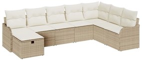 vidaXL Kanapé Szett párnával tárolóval 8 pcs Beige és krém polirattan
