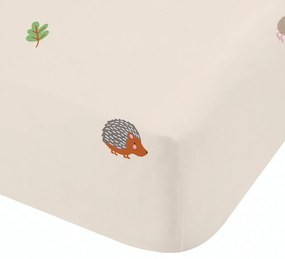 Bézs gumis kétszemélyes gyerek lepedő 135x190 cm Fox and Woodland Friends – Catherine Lansfield