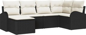 vidaXL Kerti Kanapé Szett 6 pcs Fekete polirattan