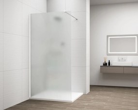 Erga Paris, Beépíthető zuhanyfal 110x200 cm, 8 mm-es matt üveg, fehér profil, ERG-V02-PARIS-110x200-FR-WH