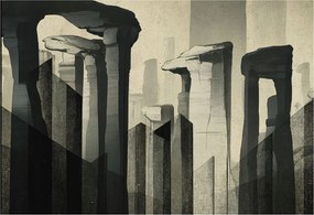 Flizelin tapéta Divatos 3D fali nyers építészet 152x104 ragasztóval