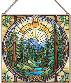 Stained-Glass-Forest-1 üvegkép, falikép