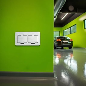 Brilagi - Kültéri beépített padló dupla aljzat IP55 matt króm négyszögletes