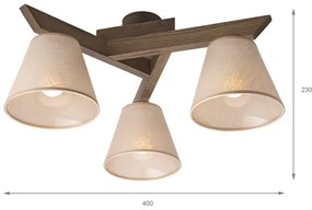 Brilagi - LED felületre szerelt csillár ANTHONY 3xE14/40W/230V tölgy/dió/bézs.