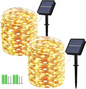 Geemoo Dekoratív fényfüzér, napelemes, 150 lámpa, 17 m, 2 db