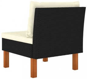 3 db polyrattan és tömör eukaliptuszfa középső kanapé
