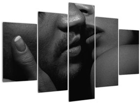 Kép - Csók, fekete-fehér fotó (150x105 cm)