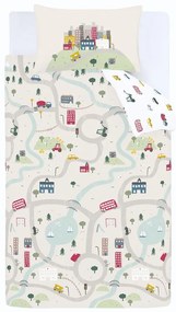 Fehér-bézs kétszemélyes pamut gyerek ágyneműhuzat 200x200 cm Transport – Bianca