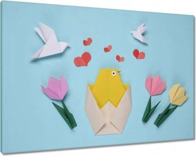 Vászonkép 100x70 Origami tavasz csirke