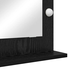 Toalett Tükör LED -es lámpákkal Fekete tölgy 70 x 50 x 18 cm