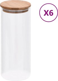 vidaXL 6 db üvegedény bambuszfedéllel 1000 ml