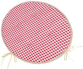 Bellatex Berta Kockák kerek sima székpárna piros, átmérő 40 cm