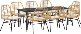 vidaXL Kert étkező szett 9 pcs Barna polirattan